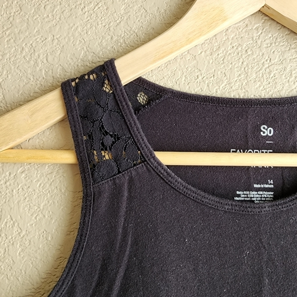 Black SO tank top with lace detail Size 14 - Picture 2 of 5